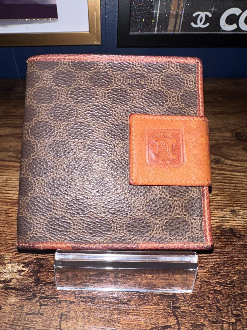 Celine Brown & Tan Logo Bifold Wallet